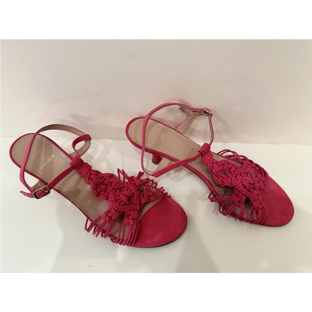 Stuart Weitzman Hot Pink Strap Sandal With Woven Rope Design
Sling Back Size 10M